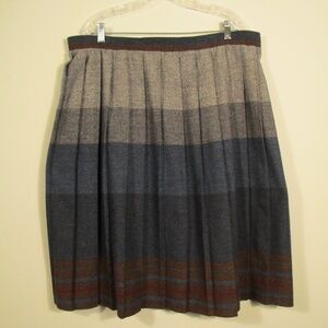 Vintage Wool Striped And Pleated Skirt